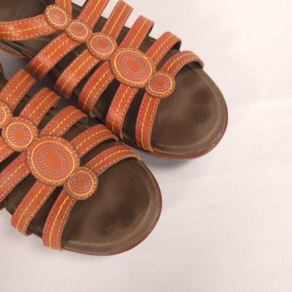 Dansko LEATHER Sandals Women Strappy Drea Tangerine Slingback Wedge EU 40 US 9.5 - Picture 4 of 13